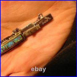 Marked Navajo Calvin Begay Sterling Silver Blue Fire Opal Bracelet 7