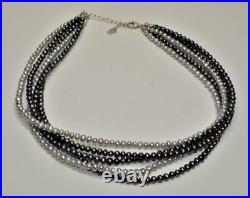 Marked SILPADA 925 Sterling Silver 5 Strands Faux Pearls 17 Necklace 46.83 g