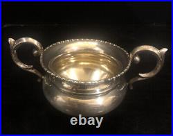 Marked Sterling Silver Sugar Bowl & Creamer Set Beaded 170