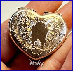 + Marked Vintage sterling silver box trinket box Floral Pattern heart shaped 925