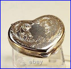+ Marked Vintage sterling silver box trinket box Floral Pattern heart shaped 925