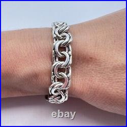 Massive Vintage Sterling Silver 925 Men's Chain Bracelet Marked 27 gr