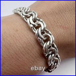 Massive Vintage Sterling Silver 925 Men's Women's Chain Bracelet Marked 28.4 gr