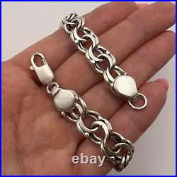 Massive Vintage Sterling Silver 925 Men's Women's Chain Bracelet Marked 28.7 gr
