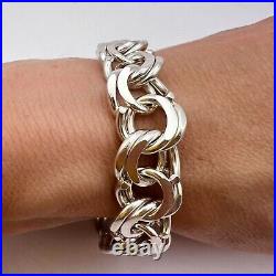 Massive Vintage Sterling Silver 925 Women's Men's Chain Bracelet Marked 44.7 gr