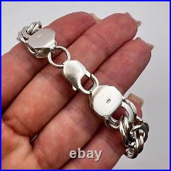 Massive Vintage Sterling Silver 925 Women's Men's Chain Bracelet Marked 44.7 gr