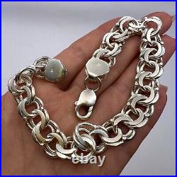 Massive Vintage Sterling Silver 925 Women's Men's Chain Bracelet Marked 44.7 gr