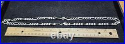Men's 24in Sterling Silver Figaro Chain Necklace Marked/Tested+ 2 Oz