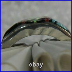 Men's Opal Turquoise Onyx 0.925 Sterling Silver vintage 5/16 band Ring Size 10