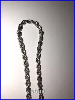 Men's Sterling Silver polished thick-twisted rope necklace marked & tested 18