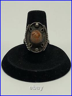 Mexican Fire Opal Sterling Silver MFG Marked Vintage Sz 6.5 Ring 3.6g