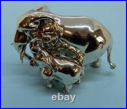 Modern STERLING Silver ELEPHANT & CALF. Mark Houghton London Import c1995 84g