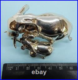 Modern STERLING Silver ELEPHANT & CALF. Mark Houghton London Import c1995 84g