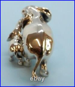 Modern STERLING Silver ELEPHANT & CALF. Mark Houghton London Import c1995 84g