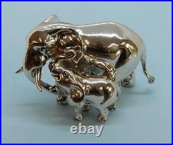 Modern STERLING Silver ELEPHANT & CALF. Mark Houghton London Import c1995 84g