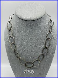 Modernist Sterling Silver Chain Link necklace Marked 925 Israel 22 Grams