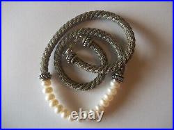 Mother's Day Sterling Silver Genuine Pearls Necklace & Bracelet Set 925 Marked