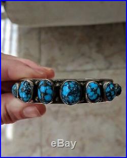Museum Mark Chee Hallmarked High Grade Turquoise Navajo Sterling Silver Bracelet
