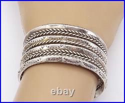 NAVAJO 925 Sterling Silver Vintage Wheat Marks Twist Cuff Bracelet BT1425
