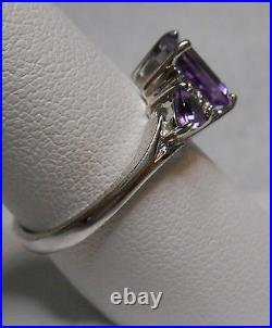 NEW2 ct Amethyst Trio & Diamond Accents 925 Sterling Silver Ring Size 7