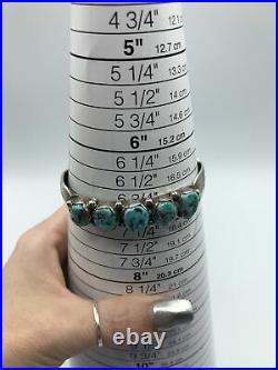 Native American Navajo Turquoise Sterling Silver Cuff Marked AL Bracelet#839
