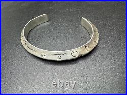 Native American Sterling Silver Cuff Bracelet Marked LESW