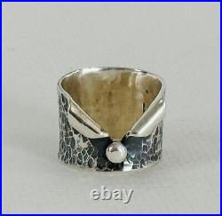 Native American Sterling Silver Floral Size 5 Hand Made Womens Ring Marked LC