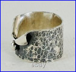 Native American Sterling Silver Floral Size 5 Hand Made Womens Ring Marked LC