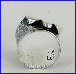 Native American Sterling Silver Floral Size 5 Hand Made Womens Ring Marked LC