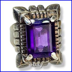 Native American Sterling Silver Vintage Navajo Mark Yazzie Amethyst Ring SZ 6.5