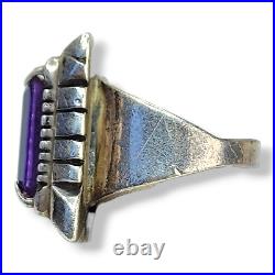 Native American Sterling Silver Vintage Navajo Mark Yazzie Amethyst Ring SZ 6.5