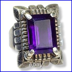 Native American Sterling Silver Vintage Navajo Mark Yazzie Amethyst Ring SZ 6.5