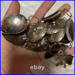 Native American sterling silver concho belt length 36 inches marked sterling MP