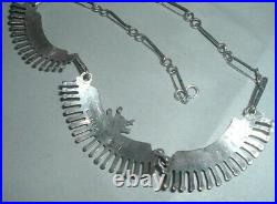 Native Vintage Zuni Sterling Silver Needlepoint 3 Bar Necklace marked E Weeka