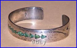 NativeAmerican STERLING SILVER CUFF BRACELET Marked GIBSON GENENavajoTurquoise
