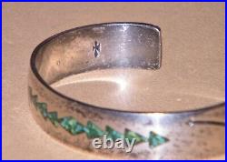 NativeAmerican STERLING SILVER CUFF BRACELET Marked GIBSON GENENavajoTurquoise