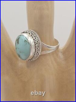 Natural Turquoise Sterling Silver Ring Size 8 Native American 12 gm marked 925