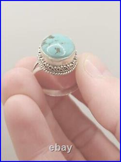 Natural Turquoise Sterling Silver Ring Size 8 Native American 12 gm marked 925