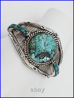 Navajo Artist Marked Drf Jr David Freeland Sterling Silver Turquoise Bracelet