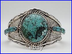 Navajo Artist Marked Drf Jr David Freeland Sterling Silver Turquoise Bracelet