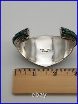 Navajo Artist Marked Drf Jr David Freeland Sterling Silver Turquoise Bracelet