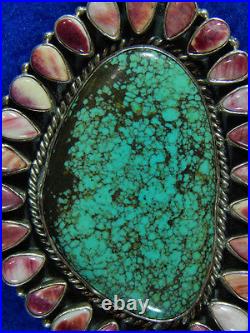 Navajo B Tom Turquoise Sterling Purple Spiny Oyster Edge Pendant Signed Marked