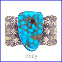 Navajo Kingman Spider Web Turquoise Sterling Silver Cuff Bracelet Mark Antia