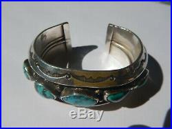 Navajo Mark Chee Hallmarked 5 Stone Silver Bracelet-Heavy