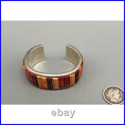 Navajo Native Marked T. F Red, Orange, Purple Spiny Oyster Sterling Silver Cuff