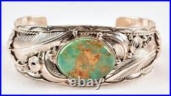 Navajo, Sterling Silver, Carico Lake Turquoise Cuff/Bracelet, Signed & marked