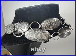 Navajo Sterling Silver Concho Belt 15 Sections Native American 78g Marked 925 NA