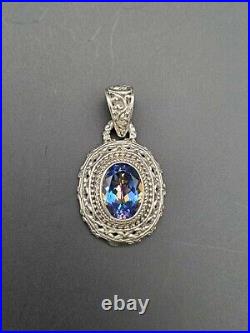 New Designer Marked Sarda Bali Sterling Silver Blue Mystic Topaz Quartz Pendant