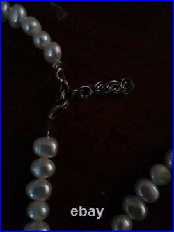 New Freshwater Pearls Sterling Silver White Shiny Necklace Mark 925
