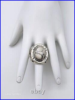 New Southwestern Style 925 Sterling Silver & White Buffalo Ring Sz 11 Marked Gu